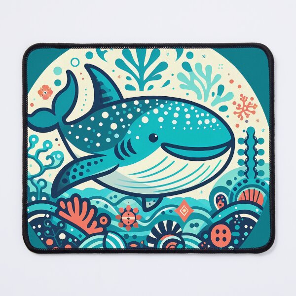 Item preview, Whale Shark with Ocean Flora – Hope for Wildlife Scandinavian Folk Art by heidiannemorris © designed and sold by FOLK ART FUSION by heidiannemorris.
