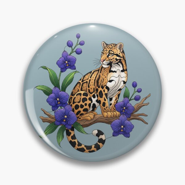 Item preview, Stained Glass Clouded Leopard with Orchids designed and sold by BirdsnStuff.