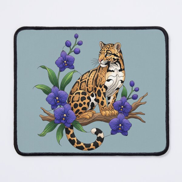 Item preview, Stained Glass Clouded Leopard with Orchids designed and sold by BirdsnStuff.