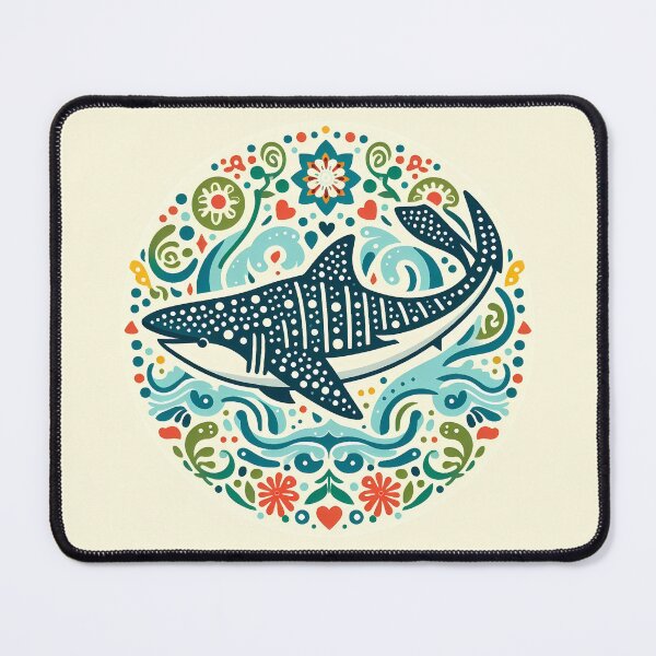 Item preview, Whale Shark with Ocean Flora – Hope for Wildlife Scandinavian Folk Art by heidiannemorris © designed and sold by FOLK ART FUSION by heidiannemorris.