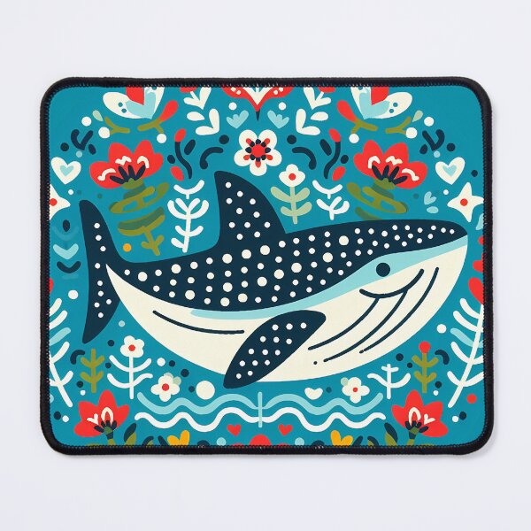 Item preview, Whale Shark with Ocean Flora – Hope for Wildlife Scandinavian Folk Art by heidiannemorris © designed and sold by FOLK ART FUSION by heidiannemorris.