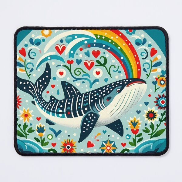 Item preview, Whale Shark with Ocean Flora Rainbow – Hope for Wildlife Scandinavian Folk Art by heidiannemorris © designed and sold by FOLK ART FUSION by heidiannemorris.