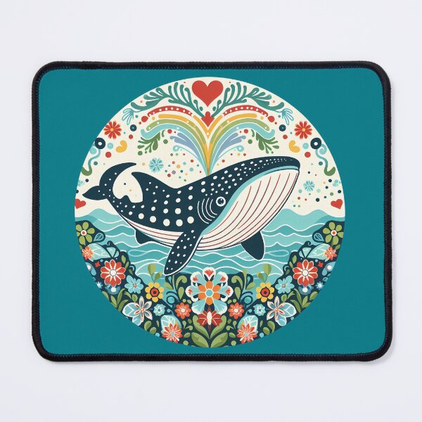Item preview, Whale Shark with Ocean Flora Love Heart – Hope for Wildlife Scandinavian Folk Art by heidiannemorris © designed and sold by FOLK ART FUSION by heidiannemorris.