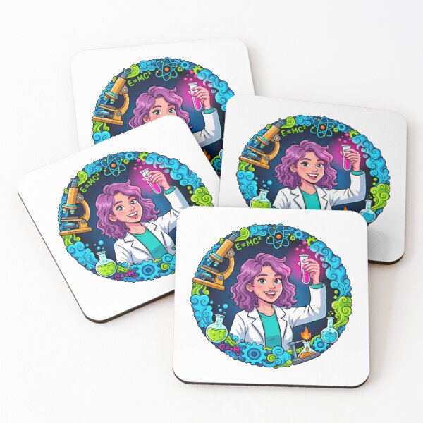 Item preview, Science Girl Sticker – Colorful Chemist Illustration with Lab Symbols designed and sold by C3J7.