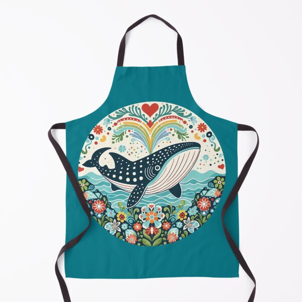 Artikelvorschau, Walhai mit Meeresflora-Liebesherz – Hoffnung für die Tierwelt, skandinavische Volkskunst von heidiannemorris © entworfen und verkauft von FOLK ART FUSION by heidiannemorris.
