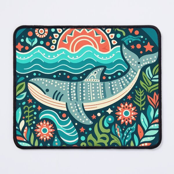 Item preview, Whale Shark with Ocean Flora Sunburst – Hope for Wildlife Scandinavian Folk Art by heidiannemorris © designed and sold by FOLK ART FUSION by heidiannemorris.