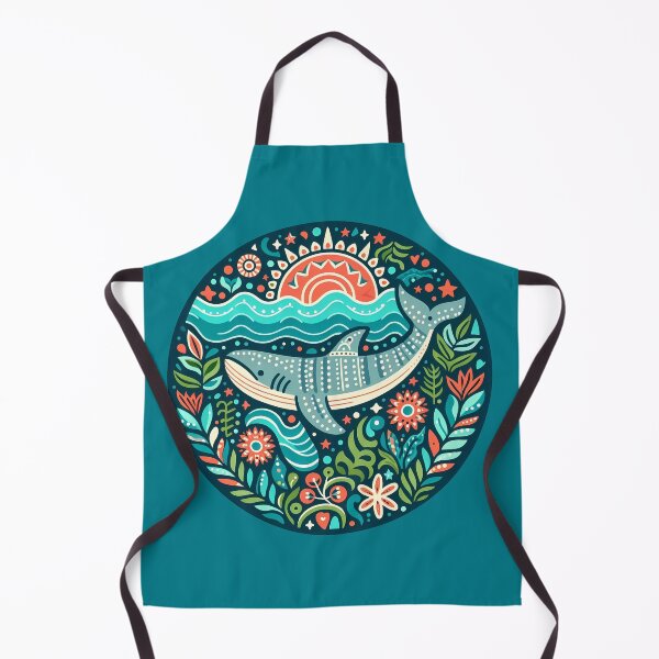 Item preview, Whale Shark with Ocean Flora Sunburst – Hope for Wildlife Scandinavian Folk Art by heidiannemorris © designed and sold by FOLK ART FUSION by heidiannemorris.