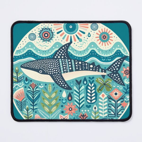 Item preview, Whale Shark with Ocean Flora – Hope for Wildlife Scandinavian Folk Art by heidiannemorris © designed and sold by FOLK ART FUSION by heidiannemorris.