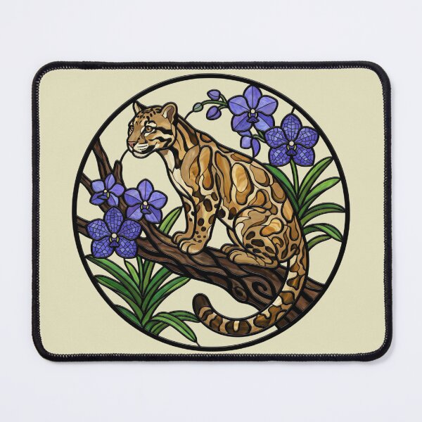 Item preview, Stained Glass Clouded Leopard Illustration designed and sold by BirdsnStuff.