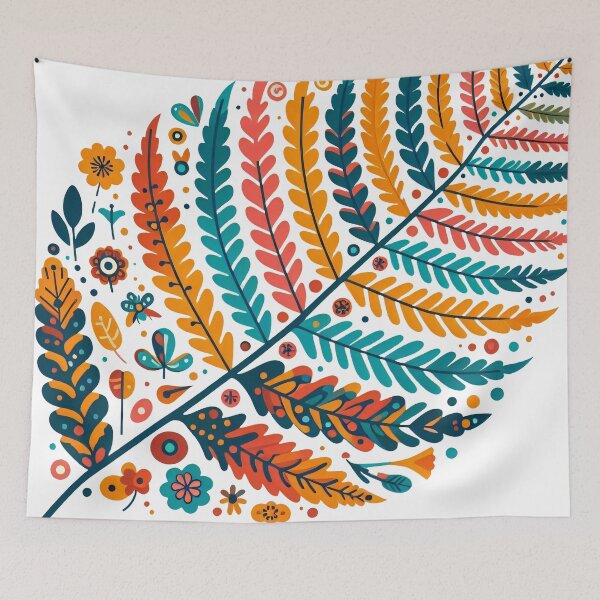 Item preview, Scandinavian Folk Art fern leaf pattern by heidiannemorris designed and sold by FOLK ART FUSION by heidiannemorris.
