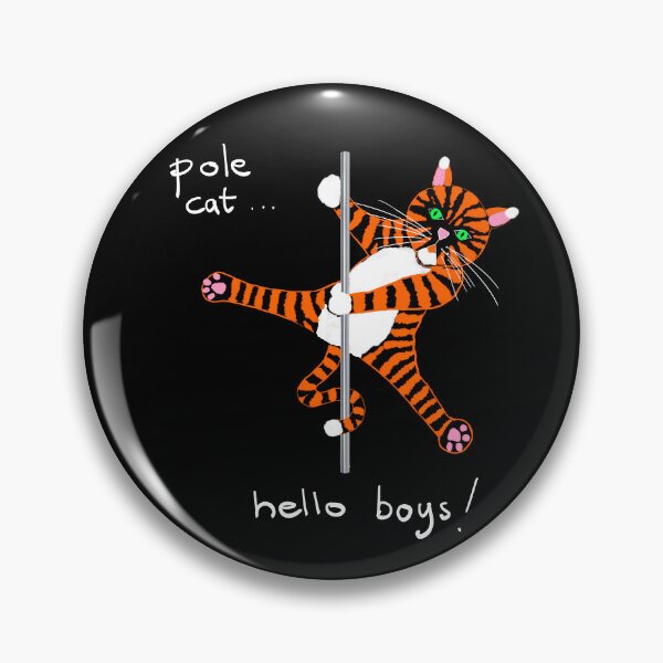 Item preview, Pole Cat “Hello Boys” – Cheeky Pole Dance Cartoon Cat Illustration designed and sold by Tale Teller Club.