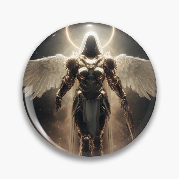 Item preview, Golden Angel Warrior – Divine Cosmic Armor Fantasy Art designed and sold by VisionaryVeils.