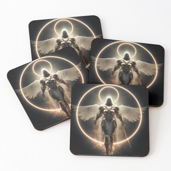 Item preview, Golden Angel Warrior – Divine Cosmic Armor Fantasy Art designed and sold by VisionaryVeils.