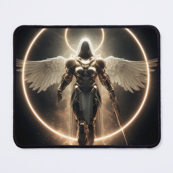 Item preview, Golden Angel Warrior – Divine Cosmic Armor Fantasy Art designed and sold by VisionaryVeils.