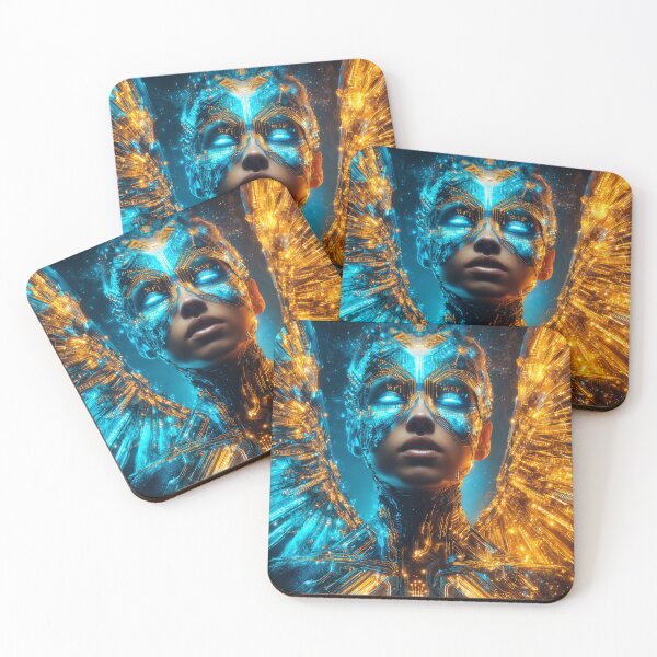 Item preview, Neon Cyber Valkyrie – Futuristic Angel Warrior Art designed and sold by VisionaryVeils.
