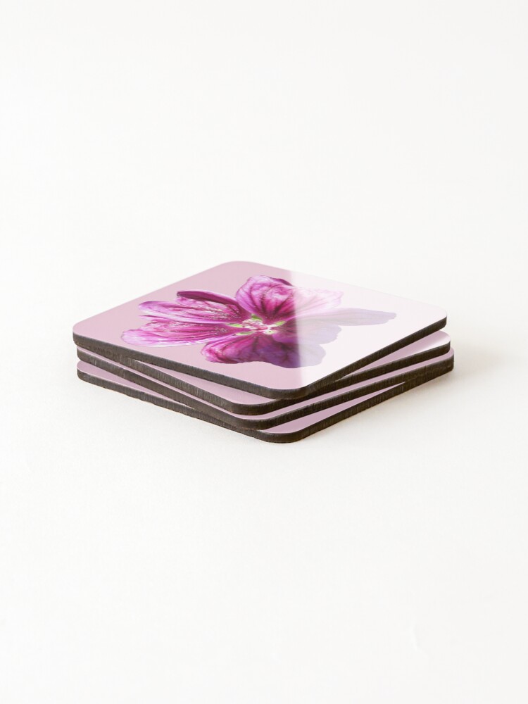 Thumbnail 4 of 5, Coasters (Set of 4), Mallow Flower Sticker designed and sold by RozDoz.