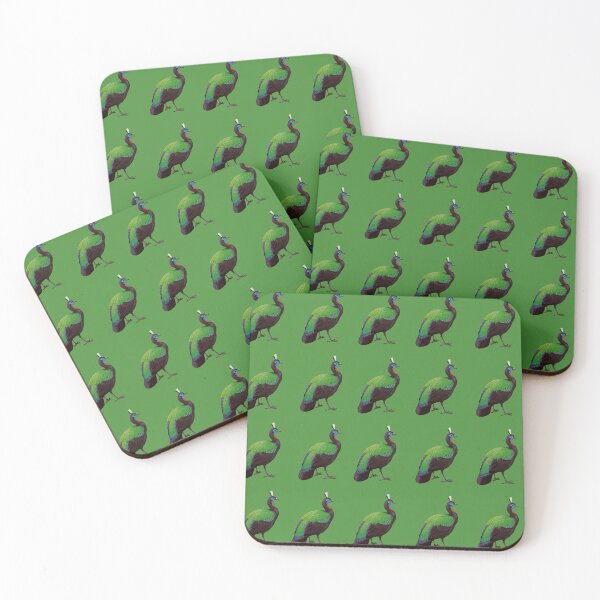 Item preview, Peacock on green background  designed and sold by happytraveller1.
