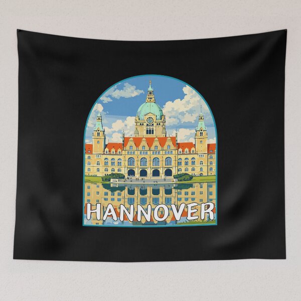 Item preview, Hannover in Lower Saxony, Germany Retro Art Travel Landscape Badge designed and sold by MaateoDesign.
