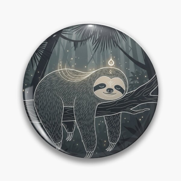 Item preview, Mystical Sloth Sleeping on Tree | Celestial Night Forest Illustration designed and sold by soletstudio.
