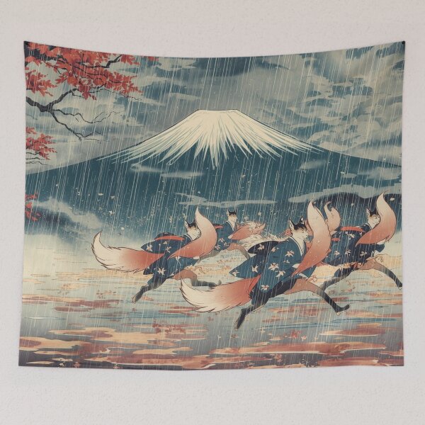 Item preview, Stormy Fuji & Kitsune Spirits: Japanese Folklore Ukiyo-e Print designed and sold by Vandy Fullam.