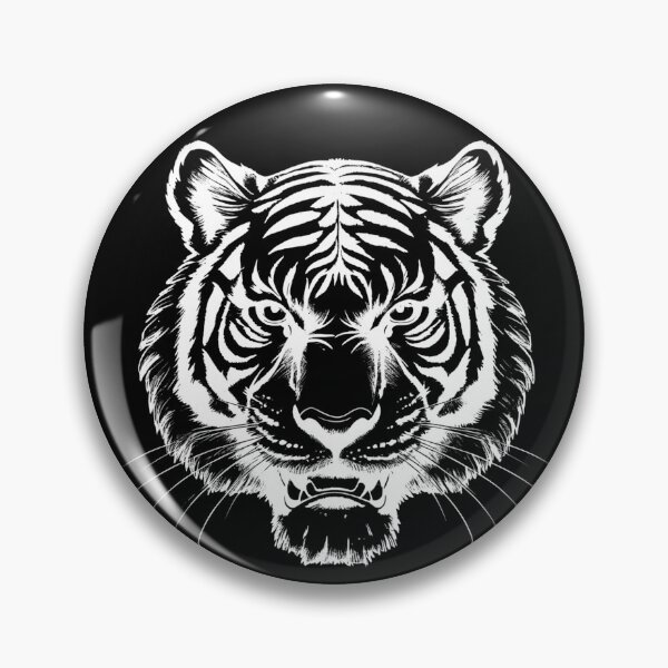 Item preview, Monochrome Tiger Line Art – Dark Wildlife Illustration designed and sold by PAPIRO SIGLO XXI.