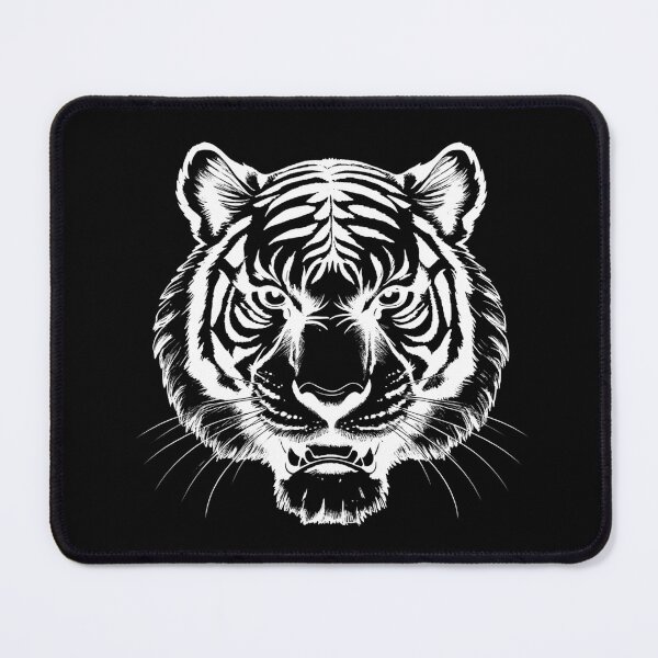 Item preview, Monochrome Tiger Line Art – Dark Wildlife Illustration designed and sold by PAPIRO SIGLO XXI.