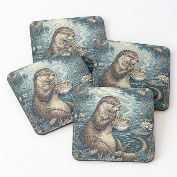 Item preview, Vintage woodland otters tapestry illustration designed and sold by Gaviani Design Studio.