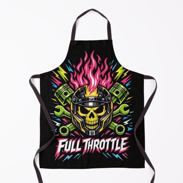 Item preview, Full Throttle Skull – Flaming Biker & Mechanic Graphic designed and sold by Rafcioo.