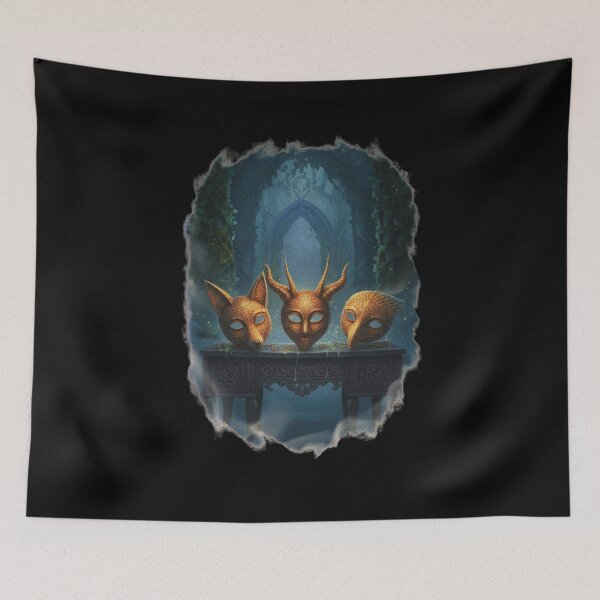 Item preview, Golden Fox Demon Bird Masquerade Masks Gothic Fantasy, Gothic Art designed and sold by DarkRomanceMom.