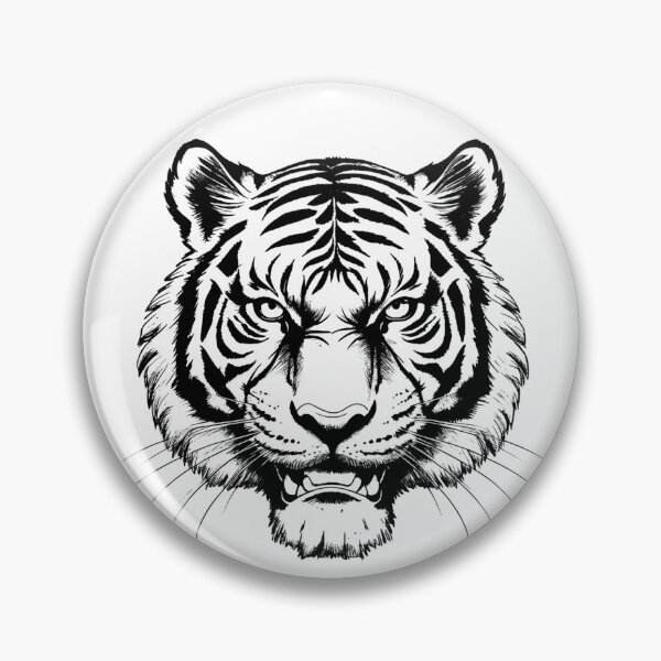 Item preview, Monochrome Tiger Line Art – Dark Wildlife Illustration designed and sold by PAPIRO SIGLO XXI.