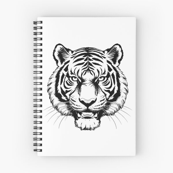 Item preview, Monochrome Tiger Line Art – Dark Wildlife Illustration designed and sold by PAPIRO SIGLO XXI.