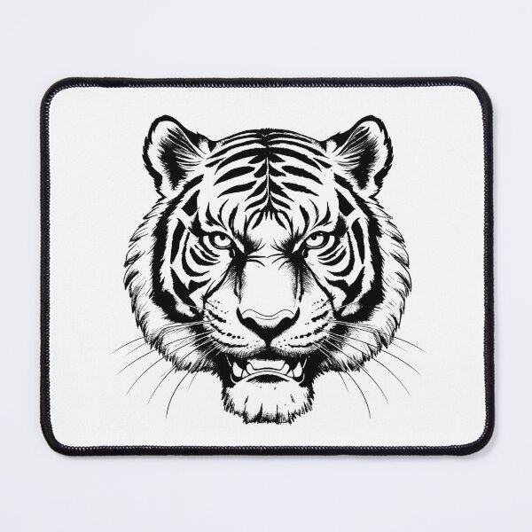 Item preview, Monochrome Tiger Line Art – Dark Wildlife Illustration designed and sold by PAPIRO SIGLO XXI.