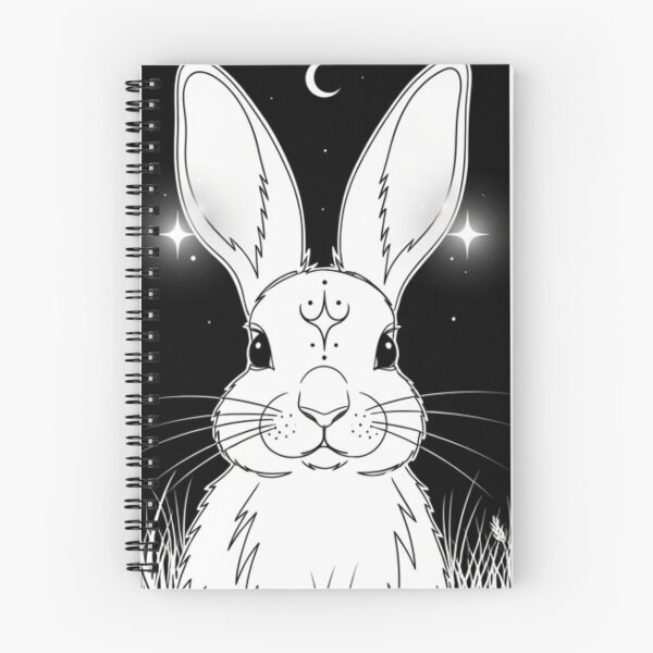 Item preview, Mystical Moon Rabbit – Minimal Black and White Witchy Illustration designed and sold by soletstudio.