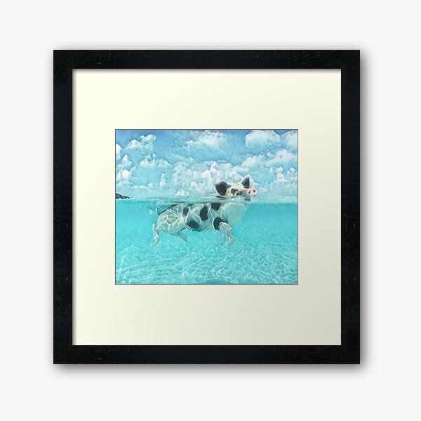 Swimming Piggy Framed Art Print