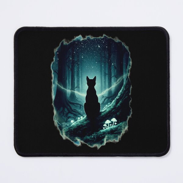 Item preview, Dark Romance Lover Black Cat Witch Forest Stars Mushrooms Gothic, Fantasy Art designed and sold by DarkRomanceMom.