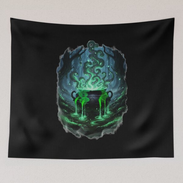 Item preview, Dark Romance Lover Witch Cauldron Bubbling Green Potion, Fantasy Art designed and sold by DarkRomanceMom.
