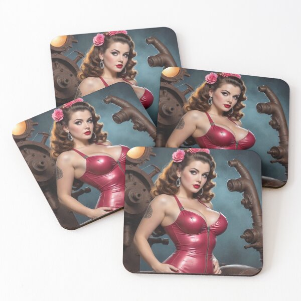 Item preview, Dieselpunk Moon Mechanic: Burlesque Pin-Up & Floral Clockwork Art designed and sold by MissSaylor.