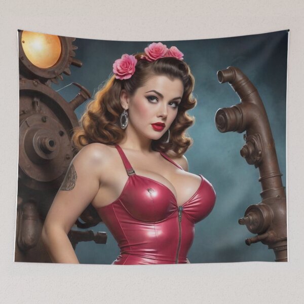 Item preview, Dieselpunk Moon Mechanic: Burlesque Pin-Up & Floral Clockwork Art designed and sold by MissSaylor.