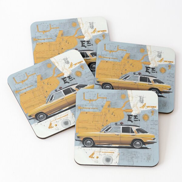 Item preview, Classic Cruiser Blueprint Collage (Golden Sedan) designed and sold by Squiglix.