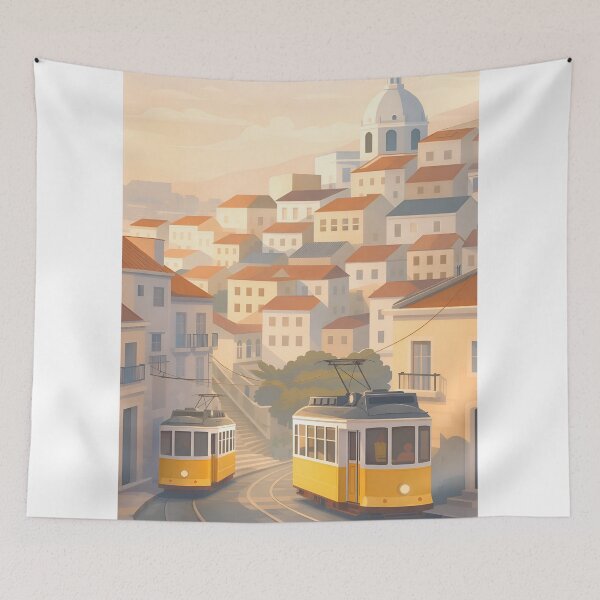 Item preview, Lisbon Minimal Wall Art – Sunlit Hills & Quiet Streets designed and sold by Minimal Calm.