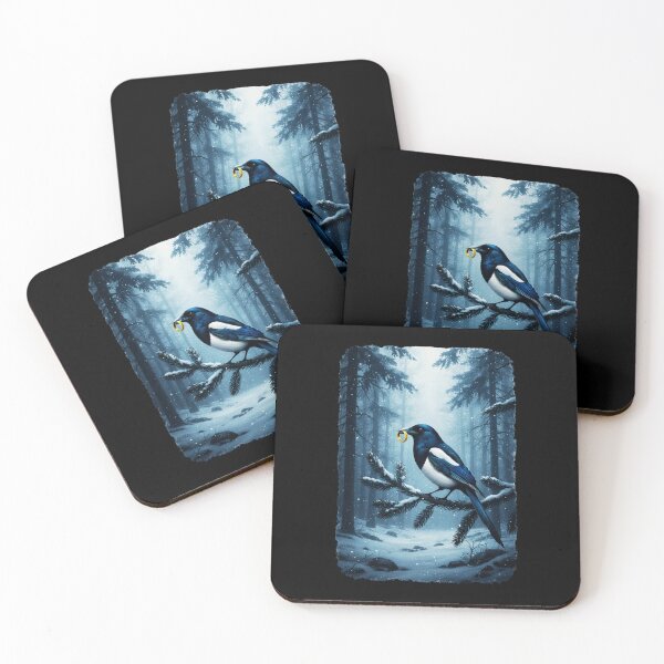 Item preview, Dark Romance Lover Magpie Fairy Thief Golden Ring Snowy Woods Gothic, Fairy Art designed and sold by DarkRomanceMom.