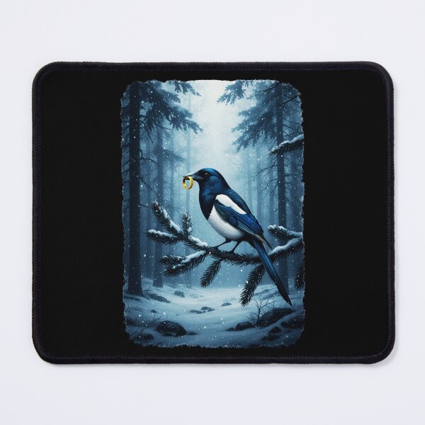 Item preview, Dark Romance Lover Magpie Fairy Thief Golden Ring Snowy Woods Gothic, Fairy Art designed and sold by DarkRomanceMom.