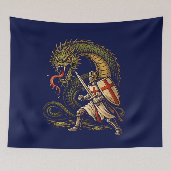 Item preview, Serpent Monster vs Crusader – Dark Fantasy Illustration designed and sold by Design by Anthony .