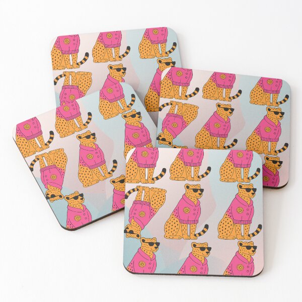 Item preview, Adorable cheetahs in colorful sweaters and glasses - blue version designed and sold by Knock on my door.