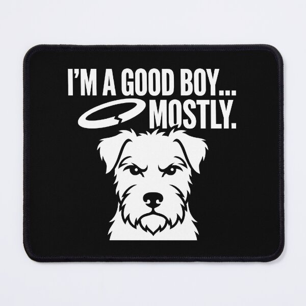 Item preview, I'm A Good Boy Mostly - Mischievous Terrier Dog Halo designed and sold by TextCrew.