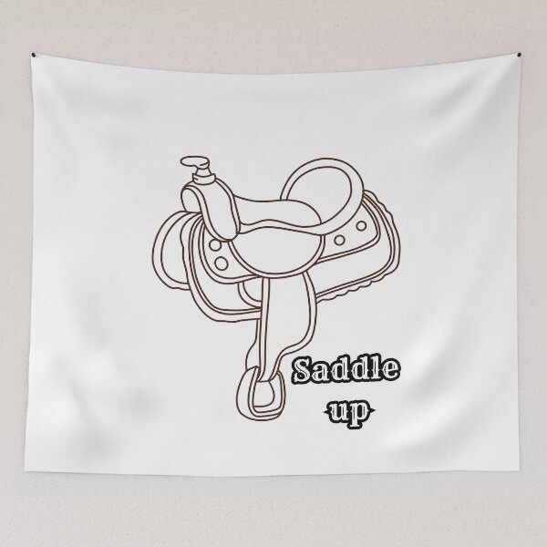 Item preview, Saddle Up Western Horse Saddle Line Art – Cowboy Riding Design designed and sold by Graphizia.