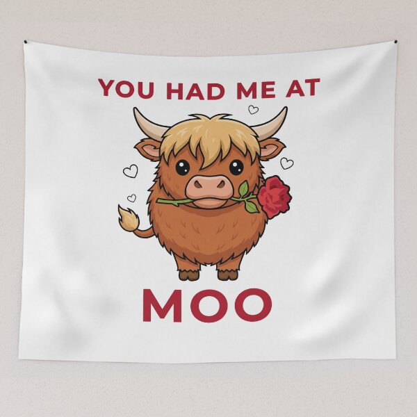 Item preview, Highland Cow Valentine - You Had Me At Moo - Cute Scottish Cow designed and sold by Loom on the Loch.