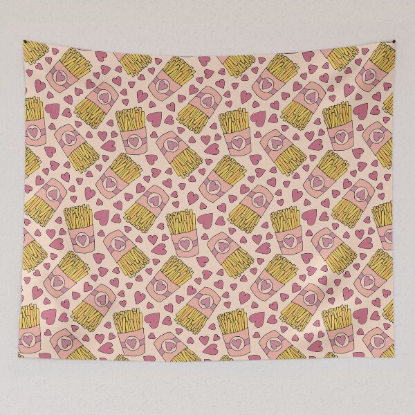 Item preview, Fry Day I'm in Love  | Heart French Fries Pattern designed and sold by Zab Butler Design.