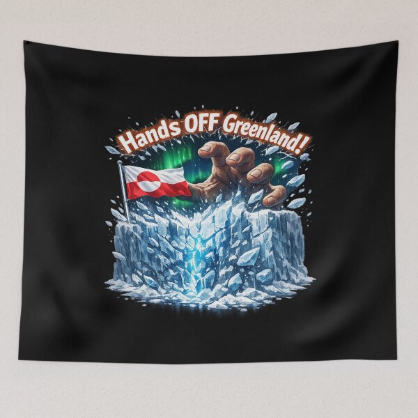 Item preview, Hands Off Greenland Ice Wall Flag Protest T-Shirt 3D Epic Defense designed and sold by JaaCreativeShop.