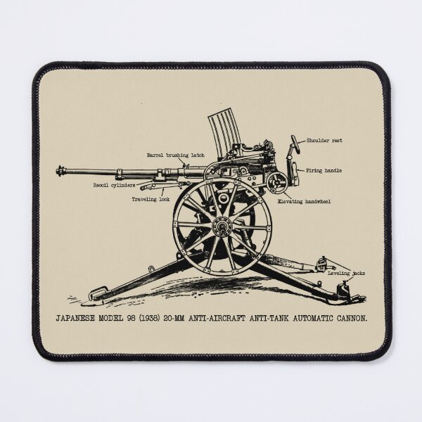 Item preview, Japanese WW2 Model 98 20-mm Anti-aircraft Anti-tank Cannon Diagram designed and sold by MilitaryMart.